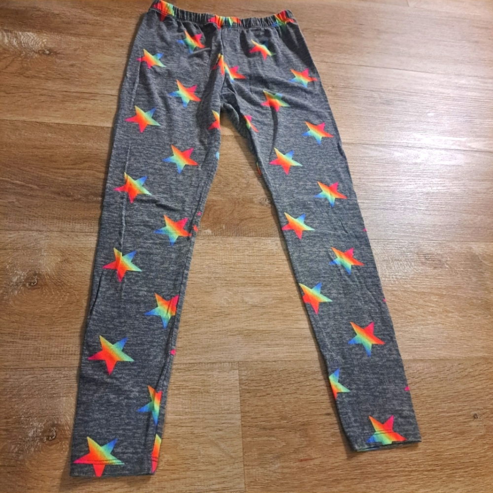 The Children's Place Gray Leggings Colorful Star Print Kids Girl's Size Large